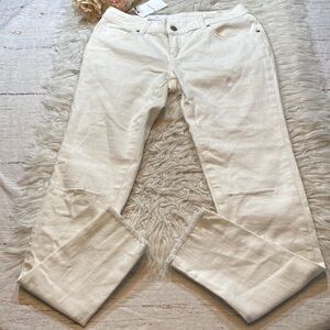 NWT ANINE BING White Raw Hem Denim Skinny Jeans sz 28